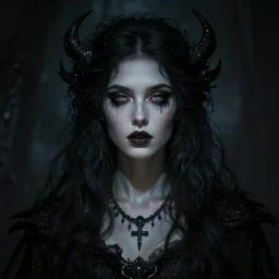 stunning Gothic goddess of beauty, mystical, dark and mysterious, atmospheric, ominous, eerie, cinematic, realistic, by Peter Mohrbacher, featured on deviantart, fantasy art