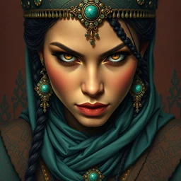 detailed umm kulthum as lara croft, by james gurney + intricate and vibrant work + portrait + trending on artstation + incredible gothic illustration + exquisite detail