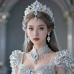 portrait of wonderful princess of diamonds with fair skin, ornate 8 k gorgeous intricate detailed, white accent lighting, dramatic cinematic light, award winning photography, octane render
