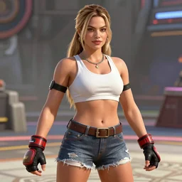 Margot Robbie as a character in Street fighter 6 4k ultra high quality