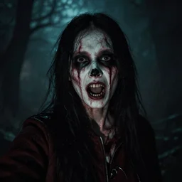 a horrific scary last selfie 35mm , dark fantasy, unreal engine,realistic