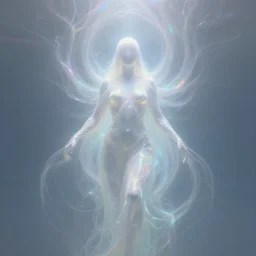 faceless, shrouded figure, powerful being, plant spirit, fractal entity, spirit guide, light being, pearlescent, shiny, glowing, ascending, aberration, prismatic, weird, odd, surreal, smooth, shaman, symmetry, subtle pattern, pastel colors, ghostly, visions, visionary art, color dispersion, underwater