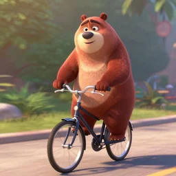 a film still from zootopia bear riding a bicycle pixar disney animation sharp rendered in unreal engine 5 anime key art by greg rutkowski bloom dramatic lighting modeling beginner render