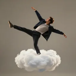 man dancing on a cloud