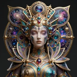 artstation futuristic 3 d model of hyper - detailed beautiful groovypunk queen of galaxy in full regal attire. face portrait. art nouveau!!!, symbolist, visionary, baroque, giant fractal details. horizontal symmetry by zdzisław beksinski, iris van herpen, raymond swanland and alphonse mucha. hyper - real, beautiful