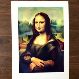 risograph painting of mona lisa in the style of van gogh