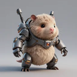 high quality 3 d render sci - fi very cute mecha & fluffy! wombat!! hybrid! fighting, highly detailed, unreal engine cinematic smooth, in the style of blade runner & detective pikachu, hannah yata charlie immer, dark yellow neon light, low angle, uhd 8 k, sharp focus