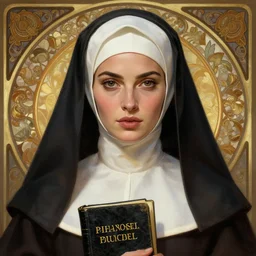 portrait of megan fox as a nun, catholic, church, bible, christian, intricate, headshot, highly detailed, digital painting, artstation, concept art, sharp focus, cinematic lighting, illustration, art by artgerm and greg rutkowski, alphonse mucha, cgsociety