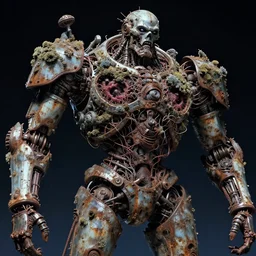 movie still of deep space shot, whipped by intricatly macerated by age, sentient, dethroned goliath machine, blood turbines, hydrocracking, rusted, eviscerated by fimbria wires, wrenched, terrorized space station, fungus overgrowth on outside skin, by alberto bontempi, shigeru komatsuzaki, wayne d barlowe