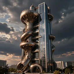 modern highrise with a dungeon motif, design by frank Lloyd wright and HR Giger, octane render, hyper detailed, eroticore, dramatic, cinematic