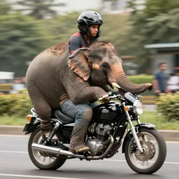 elephant riding a motorcycle