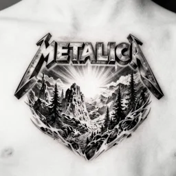 Metallica style tattoo, on white background