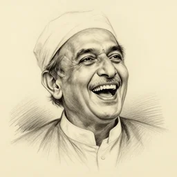 allama iqbal laughing, pencil sketch
