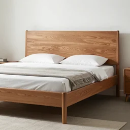 a modern wood sculpted bed, detailed, realistic,