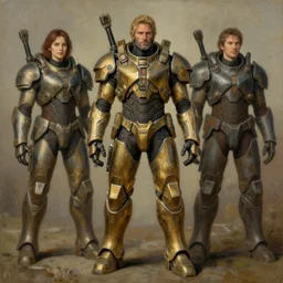 post - apocalyptic power armor. formal portrait, intricate painting by ross tran, magali villeneuve, and jeremy mann.
