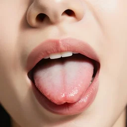 close up photo of tongue licking half closed eye