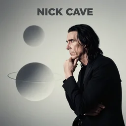 Nick Cave pondering his Orb, album cover by Dan Mumford