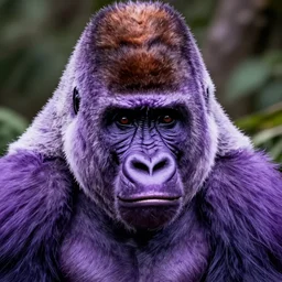 purple gorilla, award winning photograph for national geographic, face closeup