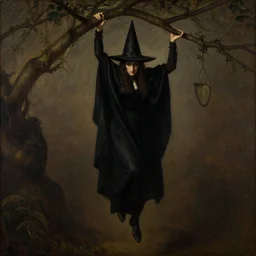 witch hanging, victorian painting