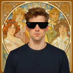 agent in pixel glasses, digital painting by dean cornwall, rhads, john berkey, tom whalen, alex grey, alphonse mucha, donoto giancola,