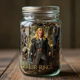 dslr photograph of a jar filled with lord of the rings, 8 5 mm f 1. 8