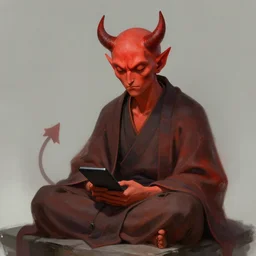 zportre of an adhd psychonautistic developer in shape of zen devil, digital painting, highly detailed