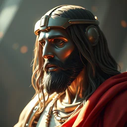 jesus christ like cyborg or biomehanic android art by milpix artstation, unreal engine, octane render, ultra realistic,
