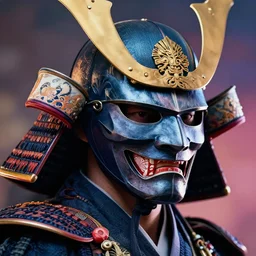 a powerful japanese samurai wearing a the mask of solid snake from metal gear, detailed face, highly detailed, face symmetry, character concept portrait by moebius and laurie greasley, colorful, profile picture, 8 k, cinematic color grading