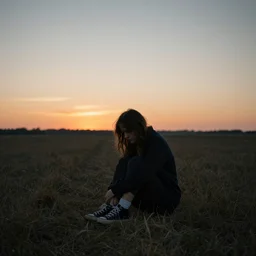 a sad landscape with a sunset