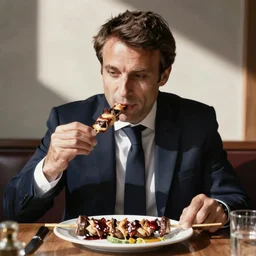 emmanuel macron eating a kebab