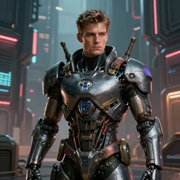 portrait of francesco totti wearing super tech armor, hypertechnological world in the background, steampunk, cyber city, neon light, matte paiting, hyper detailed, artstation