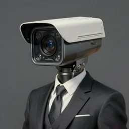 a portrait of an anthropomorphic surveillance camera wearing a suit, cyberpunk!, fantasy, elegant, digital painting, artstation, concept art, matte, sharp focus, illustration, art by nick sullo