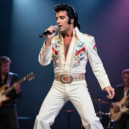 elvis presley performing in a jumpsuit, art by alessandro pautasso, highly detailed, beautiful