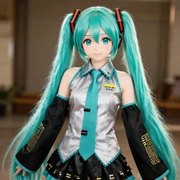 Jesus cosplaying hatsune miku in the style of Shinji Aramaki, anime, scene, character