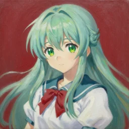beautiful touhou girl, oil on canvas