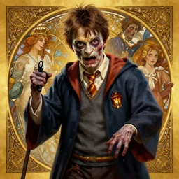 zombie harry potter. d & d, portrait, highly detailed, digital painting, trending on artstation, intricate details, energetic mood, golden ratio composition, concept art, sharp focus, illustration, art by artgerm and greg rutkowski and alphonse mucha and magali villeneuve, 8 k, 4 k,