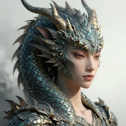 portrait of a ancient dragon with a beautiful calm human face. concept art, extremely high details, octane render, artstation contest winner, digital art by slawomir maniak, greg broadmore, chris rahn. masterpiece