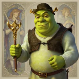 michael cera as shrek, dressed as a wizard, deep focus, d & d, fantasy, intricate, elegant, highly detailed, digital painting, artstation, concept art, matte, sharp, illustration, hearthstone, art by artgerm and greg rutkowski and alphonse mucha