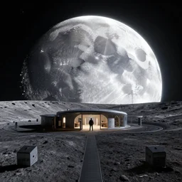 a secret base on the crater of the moon global illumination ray tracing 8 k hd resolution, by finnian macmanus, john park, cushart krentz and gilleard james