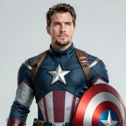 if Henry Cavill was captain America, photo realistic, 4k