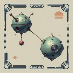 design only! 2 0 5 0 s retro future art 1 9 7 0 s science fiction borders lines decorations space machine. muted colors. by jean - baptiste monge. mandelbulb 3 d