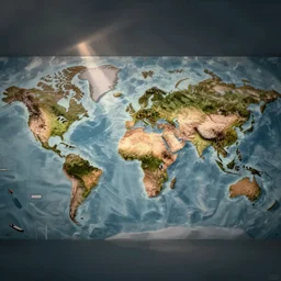 an upside-down world map