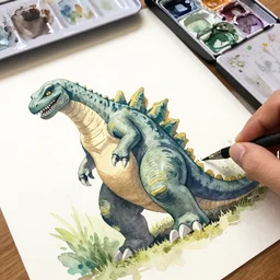 daniel brereton paints sedated kaiju with watercolors at 5 0 degree tilt & xanex effect