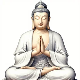 detailed illustration of a contented peaceful bodhisattva, praying meditating, by boris vallejo