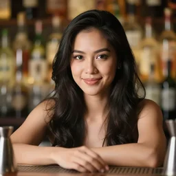 filipino female bartender close up portrait