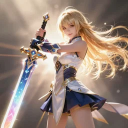 a girl wielding a photon sword art style phantasy star online