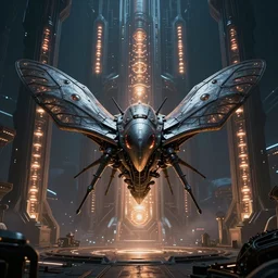 armored drone, scifi, alien base, midnight, power generators, highly detailed, moth shape, symmetrical, flying, majestic, glow, artstation, masterpiece, epic lighting, art by filippo ubertino and eddie mendoza and edward denton