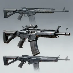 a futuristic rifle designed by jsezz john seru and aaron de leon concept art, matte, sharp focus, illustration