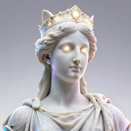 sci - fi cgartist wide shot anaglyph ambient occlusion rendering of a hyper realistic marble greek statuary regal goddess glowing with embedded leds head product photo high key colored lighting, trending on artstation volumetric lighting
