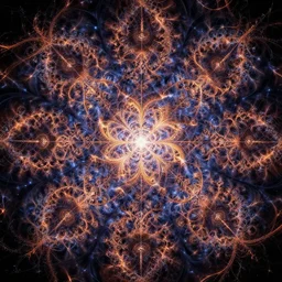 fractals and sacred geometry designed in infinite repeating patterns, cinematic lighting, electric energy